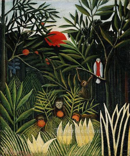 猿のいる風景 アンリ・ルソー ポスト印象派 素朴原始主義油絵
